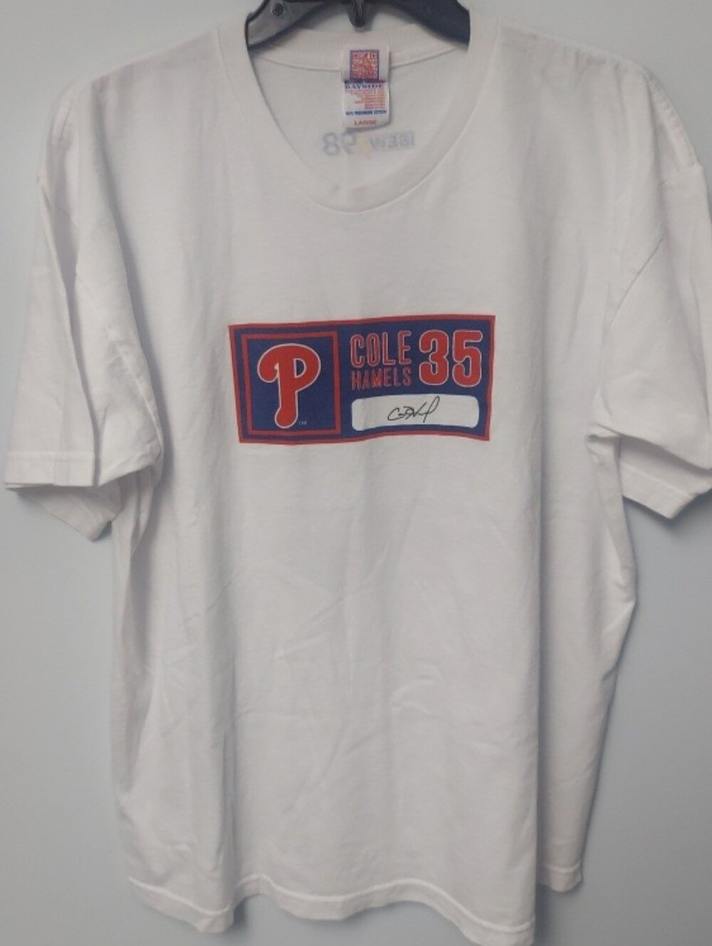 PHILADELPHIA PHILLIES COLE HAMELS #35 T-SHIRT SGA MEN'S LARGE Made In USA